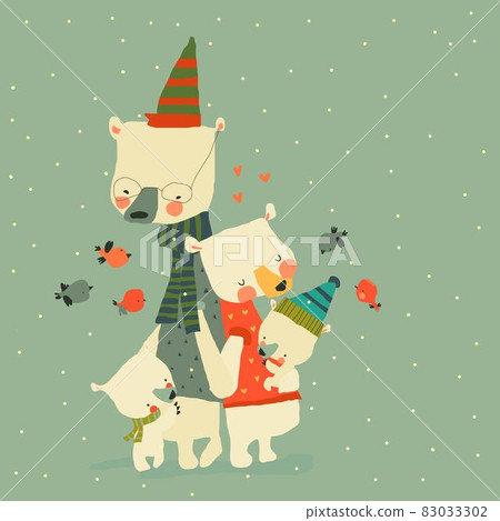 Cute Cartoon Bears Family hugging Their Cubs Cute Cartoon Bears Family hugging Their Cubs 83033302