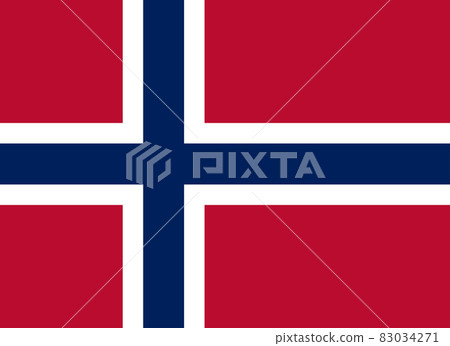 National flag of Norway original size and colors vector illustration, Norges flagg or Noregs flagg used blue Scandinavian cross, Kingdom of Norway flag with Nordic cross 83034271