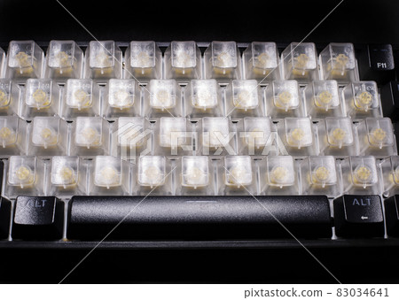 Gaming RGB LED backlit keyboard on black background Gaming RGB LED backlit keyboard on black background 83034641