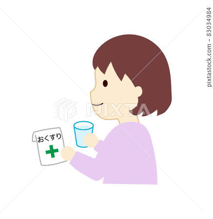 Illustration of a girl taking medicine 83034984