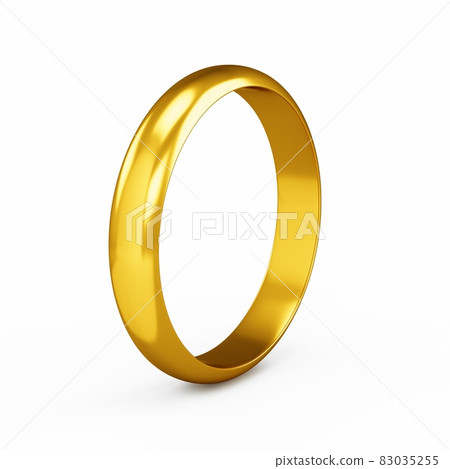 3D rendering Golden wedding ring isolated on white. 3D rendering Golden wedding ring isolated on white. 83035255