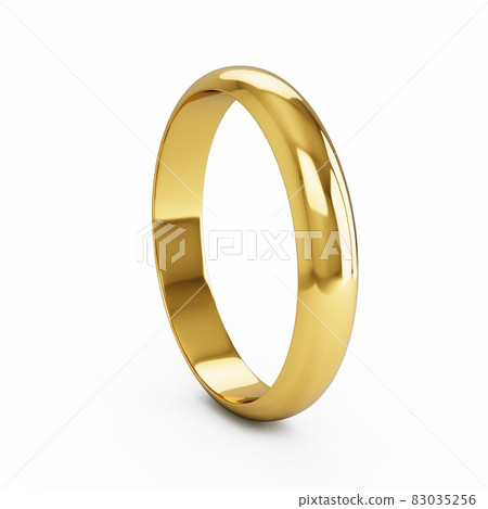 3D rendering Golden wedding ring isolated on white. 3D rendering Golden wedding ring isolated on white. 83035256