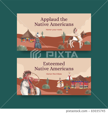 Twitter template with native american concept,watercolor style Twitter template with native american concept,watercolor style 83035745