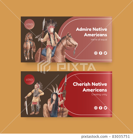 Twitter template with native american concept,watercolor style Twitter template with native american concept,watercolor style 83035751