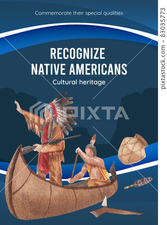 Poster template with native american concept,watercolor style Poster template with native american concept,watercolor style 83035773