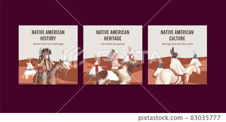 Banner template with native american concept,watercolor style Banner template with native american concept,watercolor style 83035777
