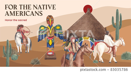 Billboard template with native american concept,watercolor style 83035786