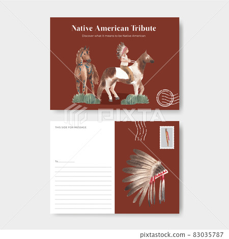Postcard template with native american concept,watercolor style 83035787