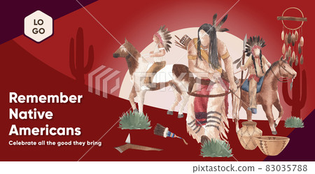 Billboard template with native american concept,watercolor style Billboard template with native american concept,watercolor style 83035788