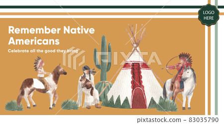 Billboard template with native american concept,watercolor style Billboard template with native american concept,watercolor style 83035790