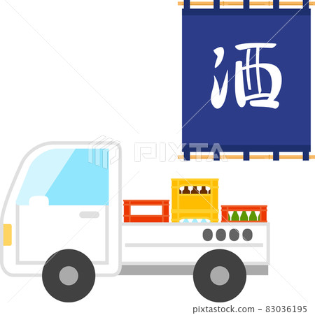 Light truck of a liquor store loaded with beverage cases 83036195
