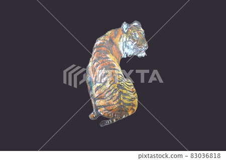 A tiger sitting and turning around A tiger sitting and turning around 83036818