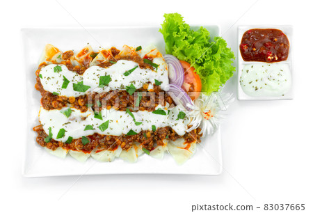Mantu Afghan Dumpling with wonton wrappers Mantu Afghan Dumpling with wonton wrappers 83037665