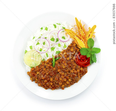 Lentil Curry with Meat Served Rice recipe traditional Afghanistan Lentil Curry with Meat Served Rice recipe traditional Afghanistan 83037666