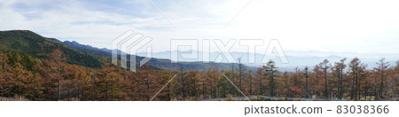 從“日岳木場展望台”看到的八岳和阿爾卑斯全景/長野縣知野市[八岳中神高原國立紀念碑] 83038366