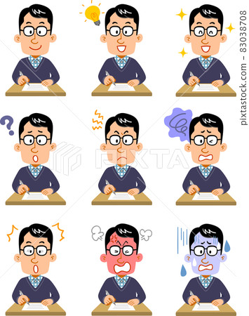 Illustration set of male upper body to fill out documents Illustration set of male upper body to fill out documents 83038708
