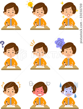 Illustration set of female upper body to fill out documents Illustration set of female upper body to fill out documents 83038709