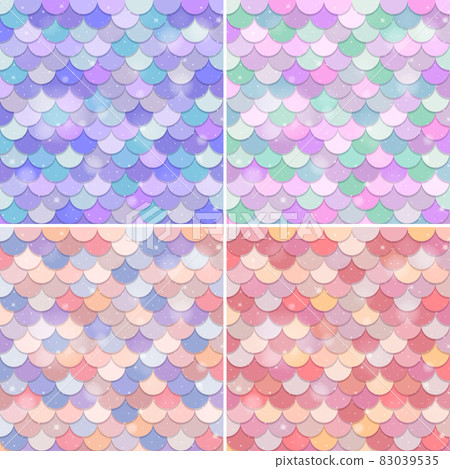 Set of fish scale seamless pattern background Set of fish scale seamless pattern background 83039535