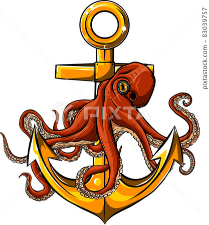 octopus around the anchor vector illustration design octopus around the anchor vector illustration design 83039757