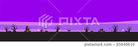 萬聖節剪影風景（橫向&紫色） 83040610