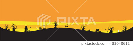 萬聖節剪影風景（蜿蜒&橙色） 83040611