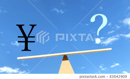 Balance plate tilted to the left_with circle mark and question mark Balance plate tilted to the left_with circle mark and question mark 83042909