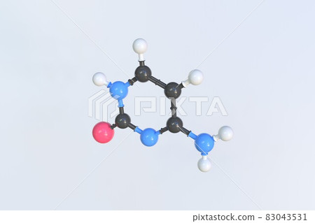 Cytosine molecule made with balls, scientific molecular model. 3D rendering 83043531
