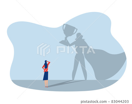 Businesswoman Watches his dream with impower woman about Victory,Success, Leadership Career Concept Vector illustration. Businesswoman Watches his dream with impower woman about Victory,Success, Leadership Career Concept Vector illustration. 83044203