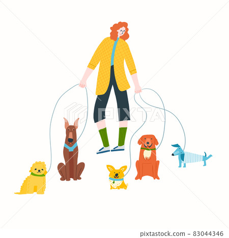 Dog walker services vector illustration Dog walker services vector illustration 83044346