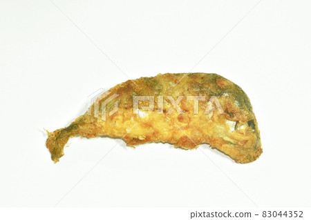 batter fried mackerel coating egg yolk on white background 83044352