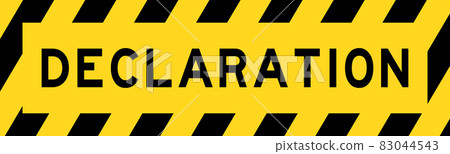 Yellow and black color with line striped label banner with word declaration Yellow and black color with line striped label banner with word declaration 83044543