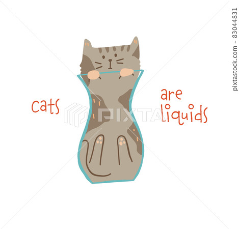 Cute liquid cat in vase jar vector illustration sticker 83044831