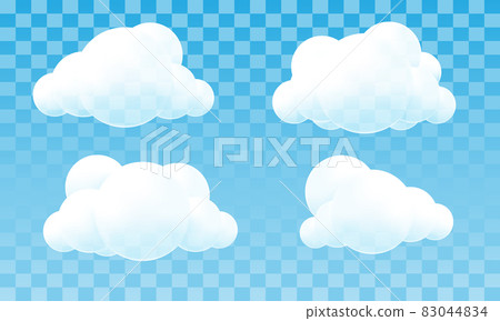 White clouds 3D circles collection on blue sky transparent background vector 83044834