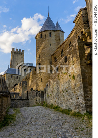 The Ancient Fortress of Carcassonne, France. Europe castle. View from the Cite. The Ancient Fortress of Carcassonne, France. Europe castle. View from the Cite. 83044856