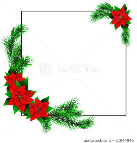 Christmas frame, poinsettia, Christmas tree, isolated on white background. Isolated object, vector. Christmas frame, poinsettia, Christmas tree, isolated on white background. Isolated object, vector. 83044949