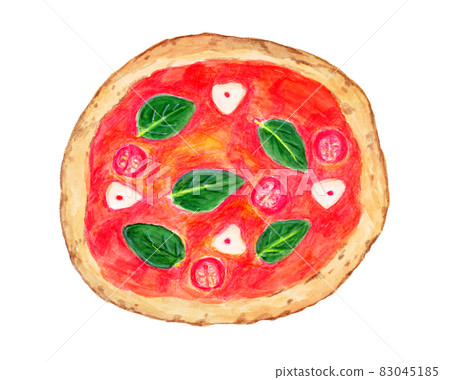 Marinara pizza watercolor illustration 83045185