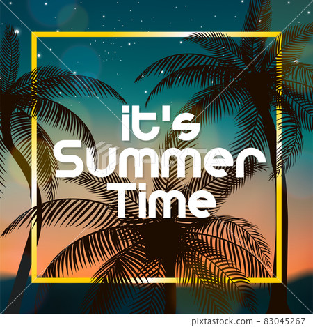 It's Summer Time sign, With coconut trees at... - Stock Illustration ...