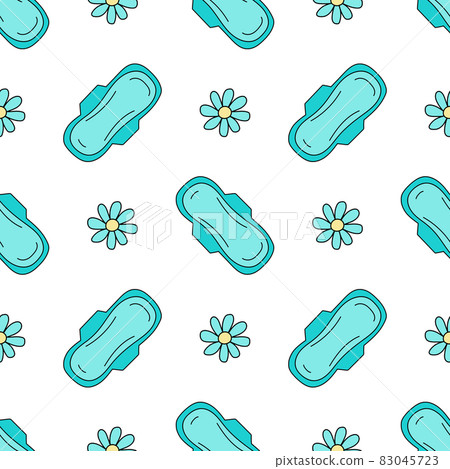 Seamless pattern. Sanitary napkin with chamomile scent. Vector illustration Seamless pattern. Sanitary napkin with chamomile scent. Vector illustration 83045723