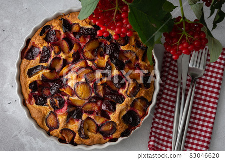 Delicious juicy homemade plum cake 83046620