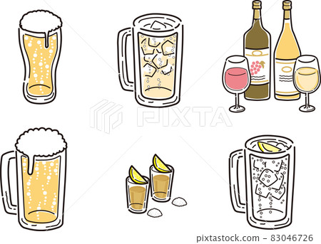 Various types of alcohol drinks_Illustrations of various alcoholic drinks 83046726