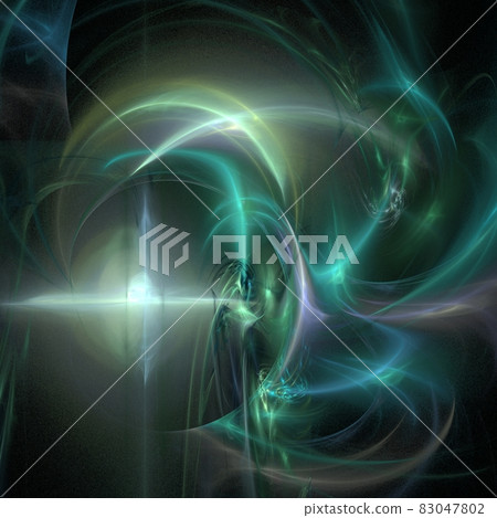 abstract gray-green background, space, ocean, light waves 83047802