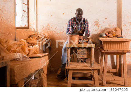 Man making ceramics on pottery wheel Man making ceramics on pottery wheel 83047995