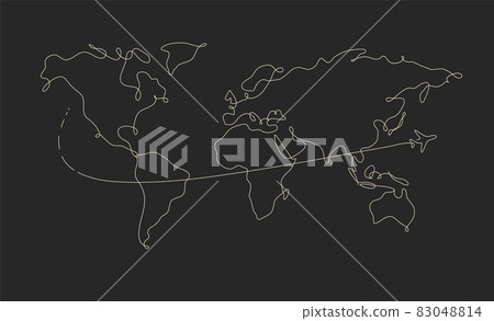 World map pen line travel black - Stock Illustration [83048814] - PIXTA