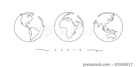 Pen line globe freehand sketch 83048817