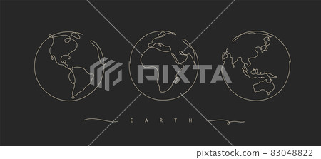 Pen line globe freehand sketch black 83048822