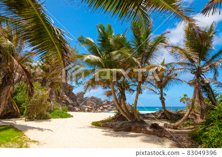Grand Anse - one of the most beautiful beach of Seychelles. La Digue Island, Seychelles 83049396