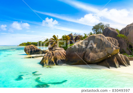 Anse Source D'Argent - the most beautiful beach of Seychelles. La Digue Island, Seychelles 83049397