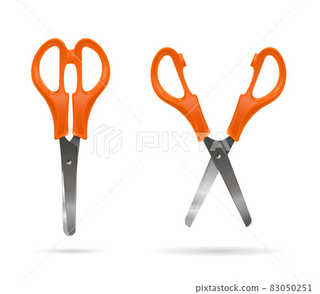 Stationery scissors open and closed. Vector icon Stationery scissors open and closed. Vector icon 83050251