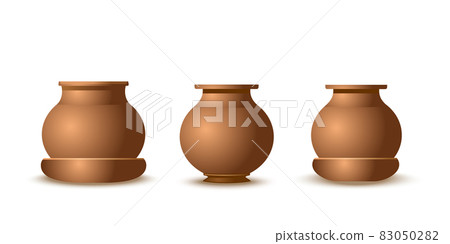 Realistic clay pots set isolated on white 83050282