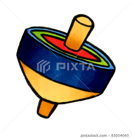 Navy blue spinning top - Hand-drawn illustration for New Year's cards Navy blue spinning top - Hand-drawn illustration for New Year's cards 83054093